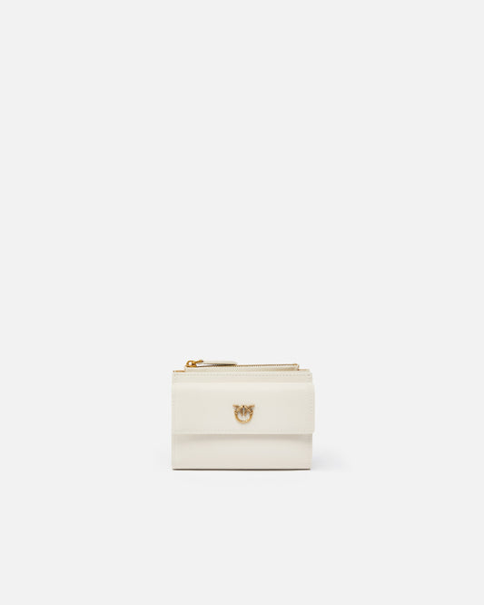 Compact small wallet in smooth leather with logo