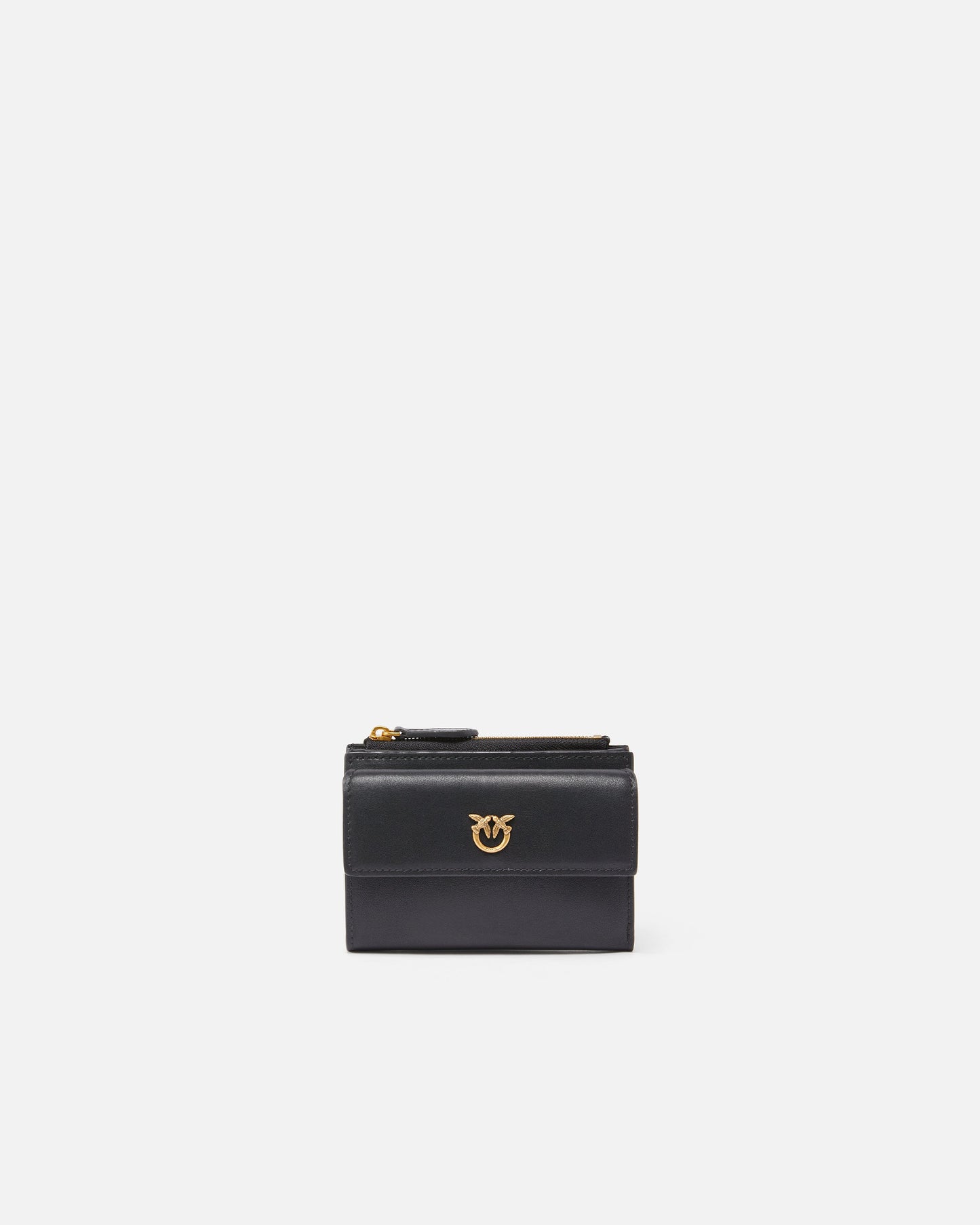 Compact small wallet in smooth leather with logo