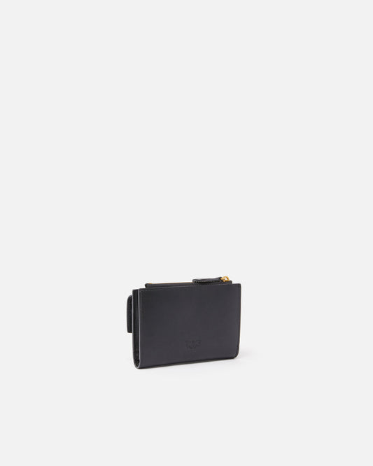 Compact small wallet in smooth leather with logo
