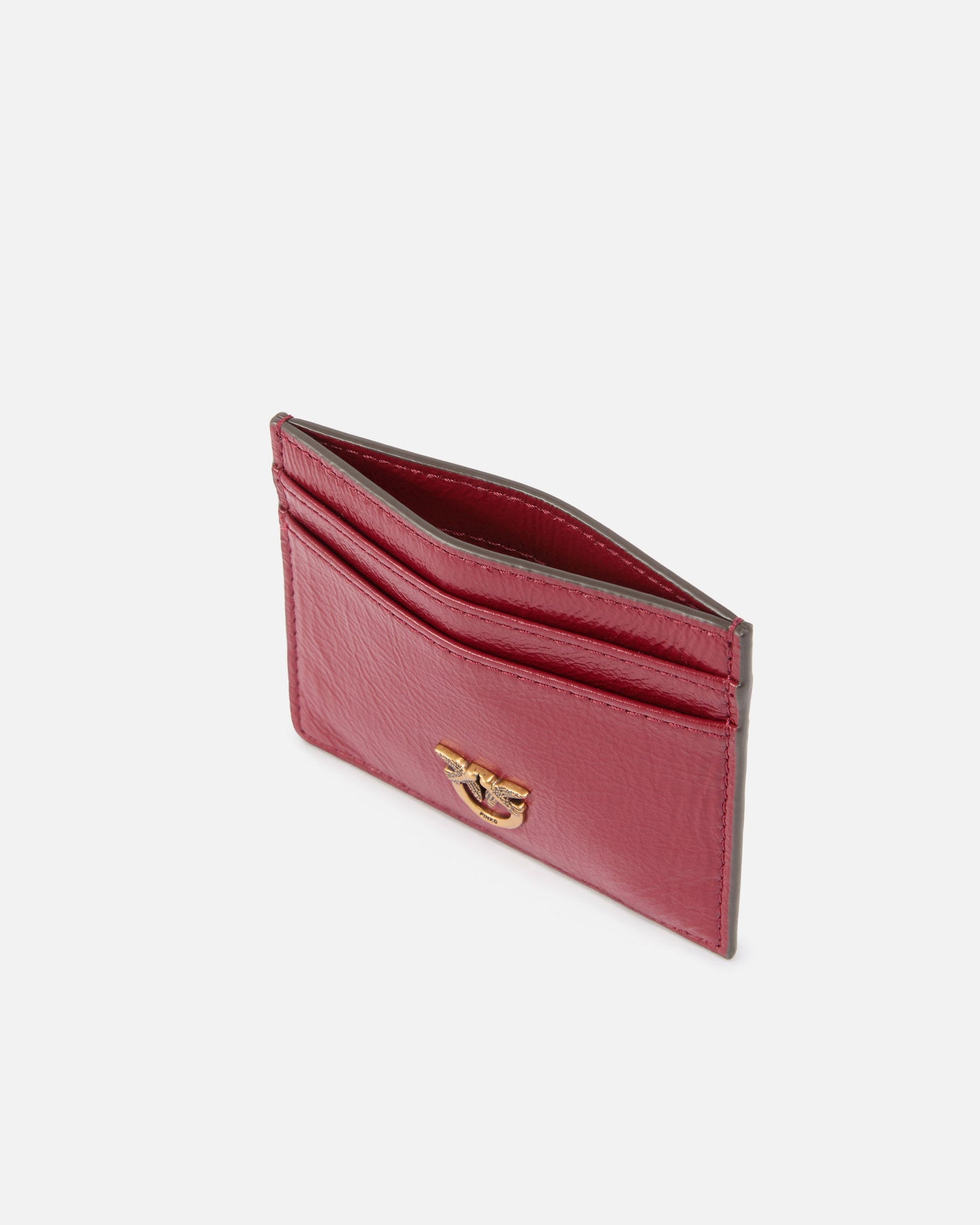 Card holder in shiny leather with logo