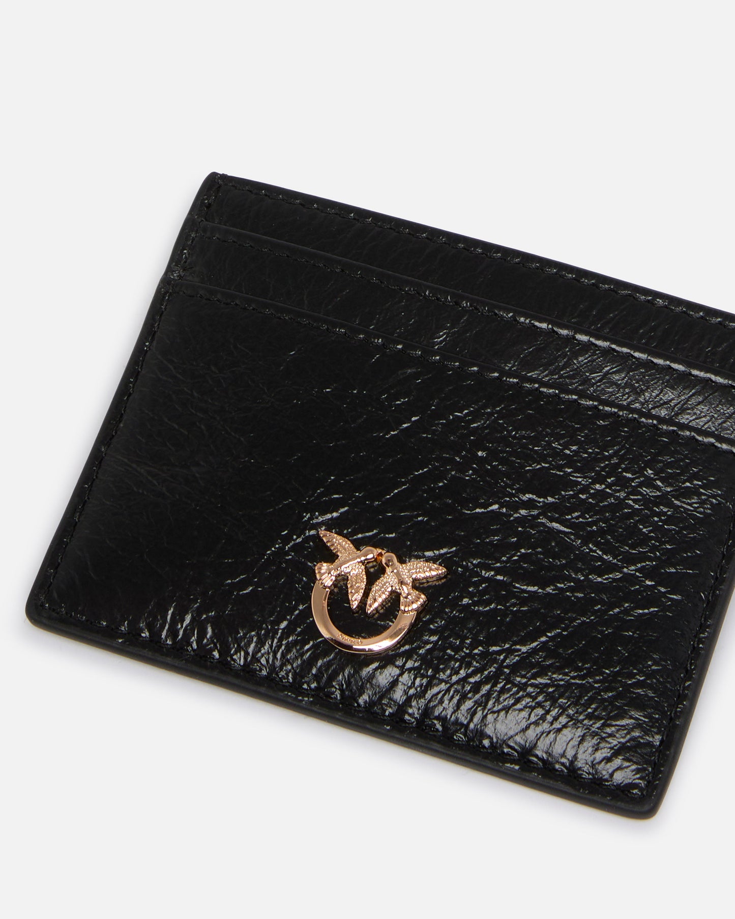 Card holder in shiny leather with logo