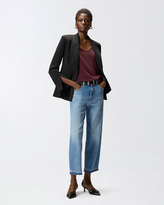 Balloon-fit jeans with fading