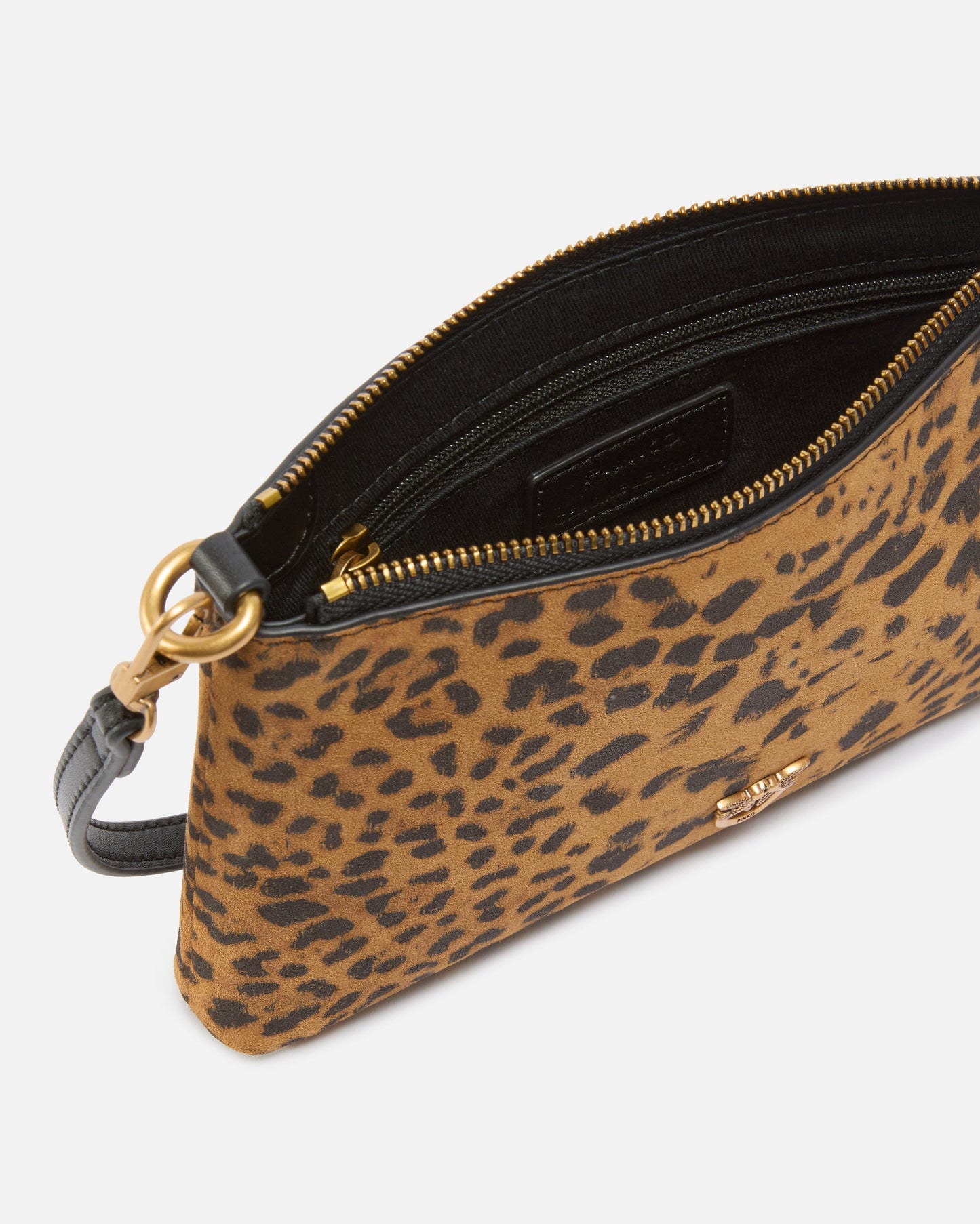 Small crossbody clutch in leopard-print suede