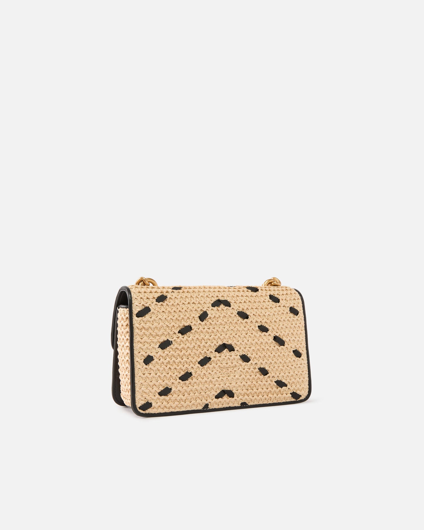 Mini Love Bag One Light small handbag in chevron raffia and leather