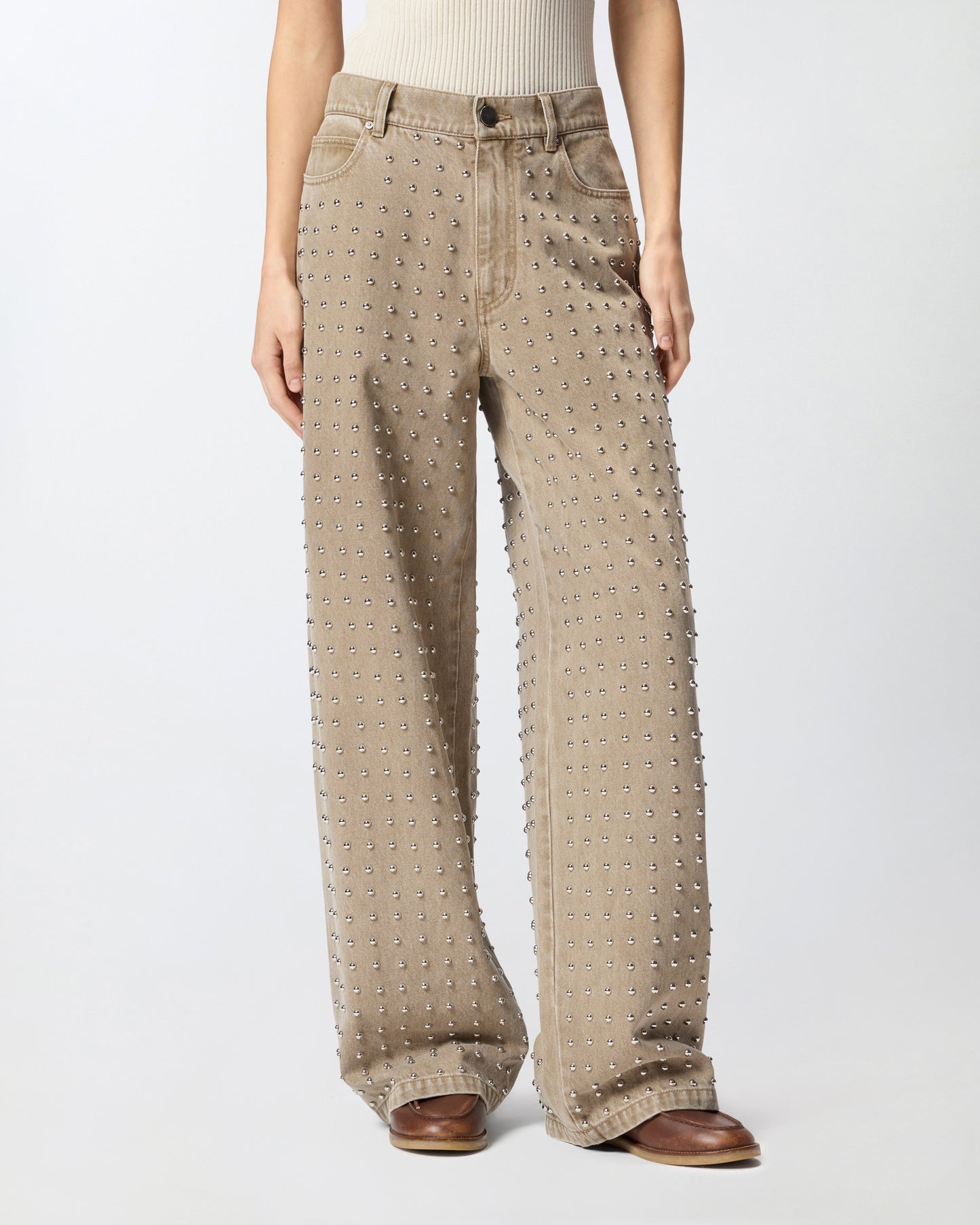 Brown jeans with studs