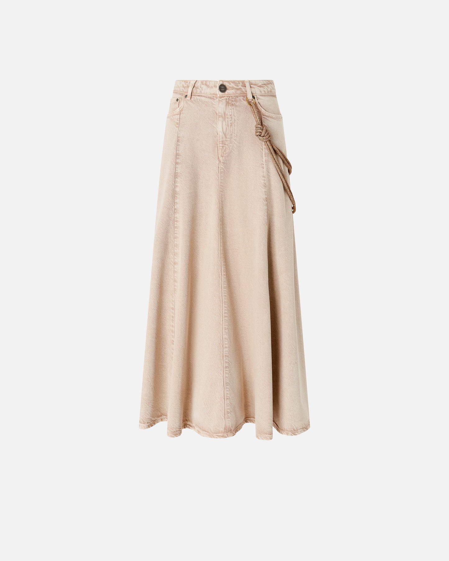Denim midi skirt with jewel cord