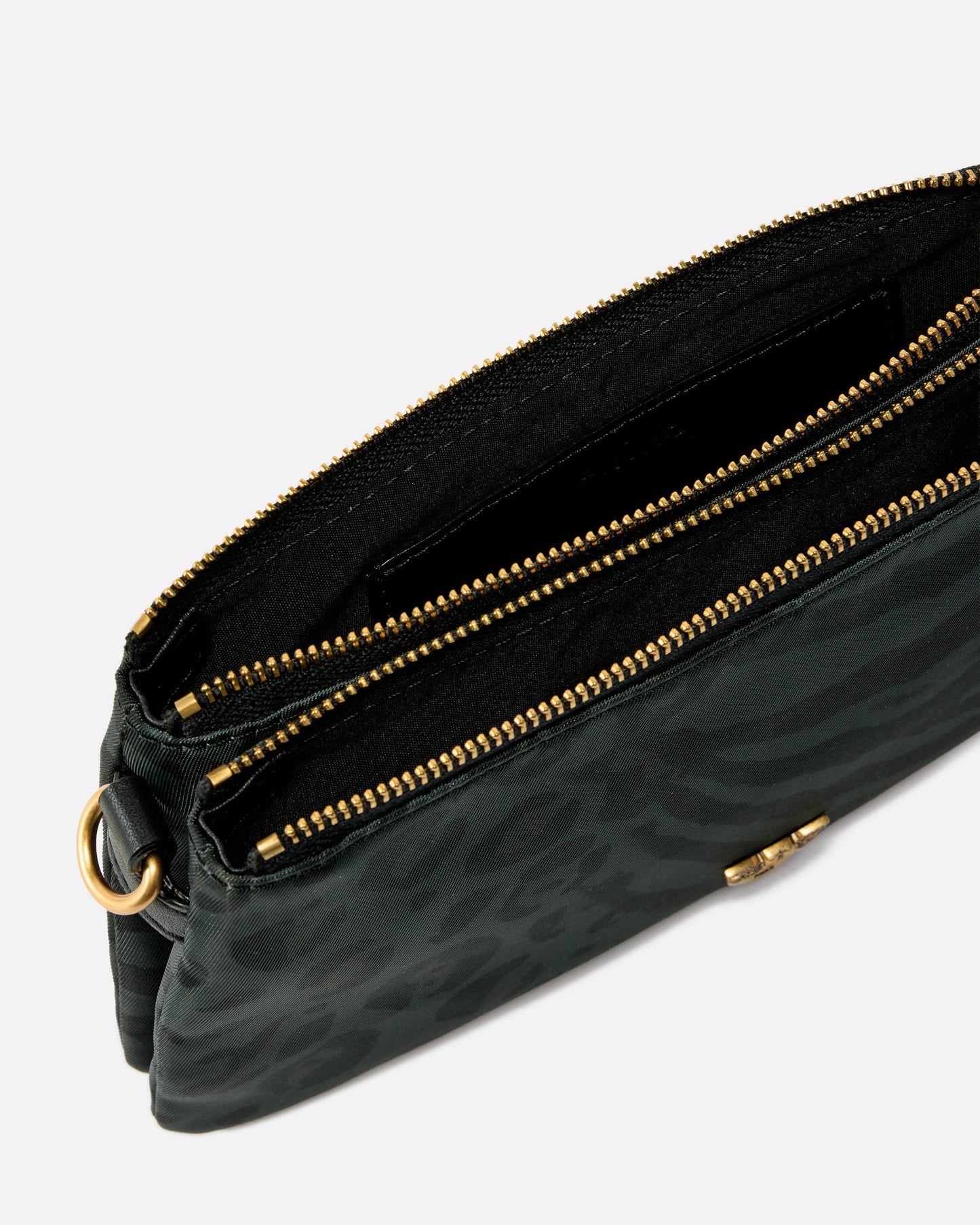 Double Bag Mini small crossbody bag in nylon with animal print
