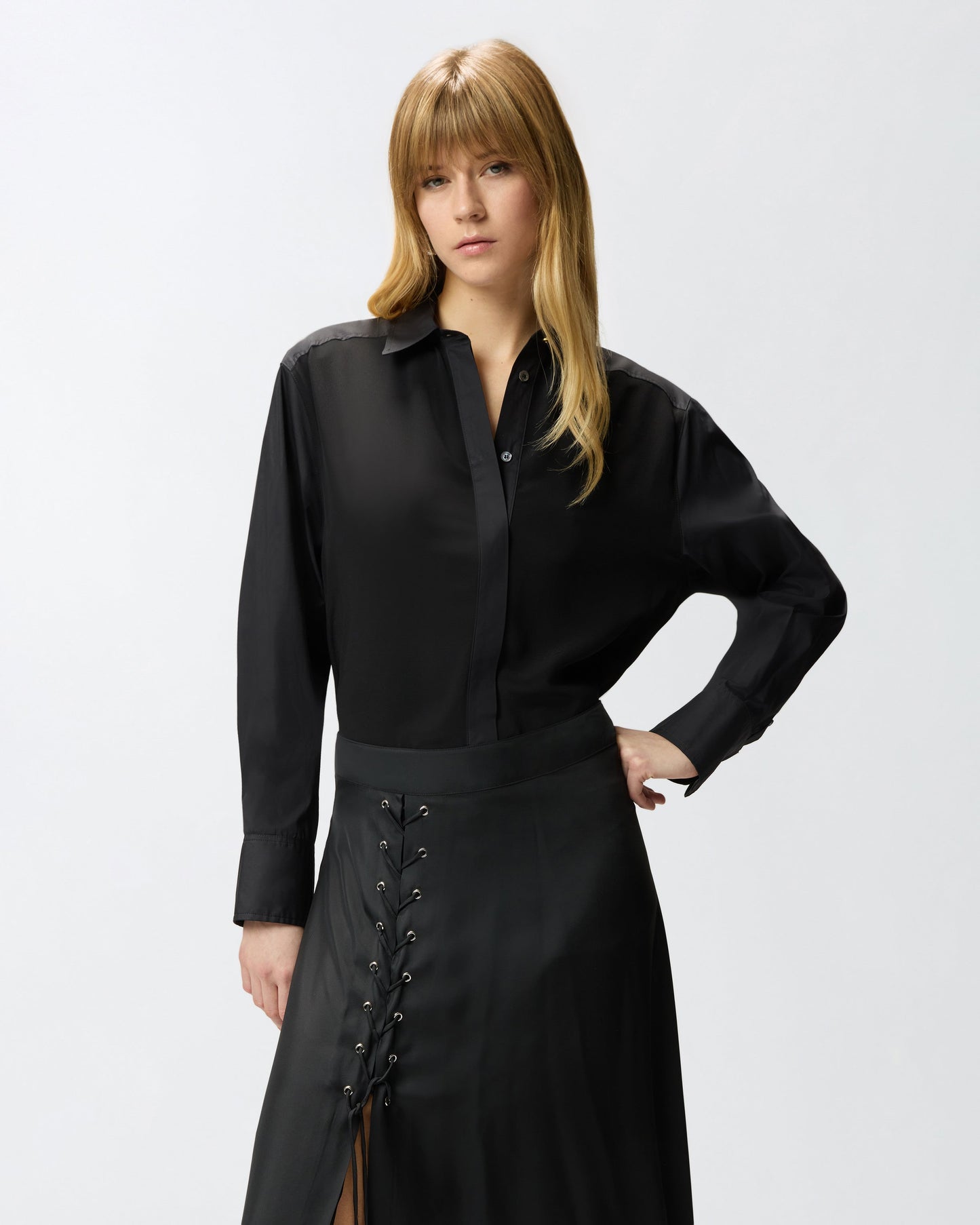 Poplin and crêpe shirt