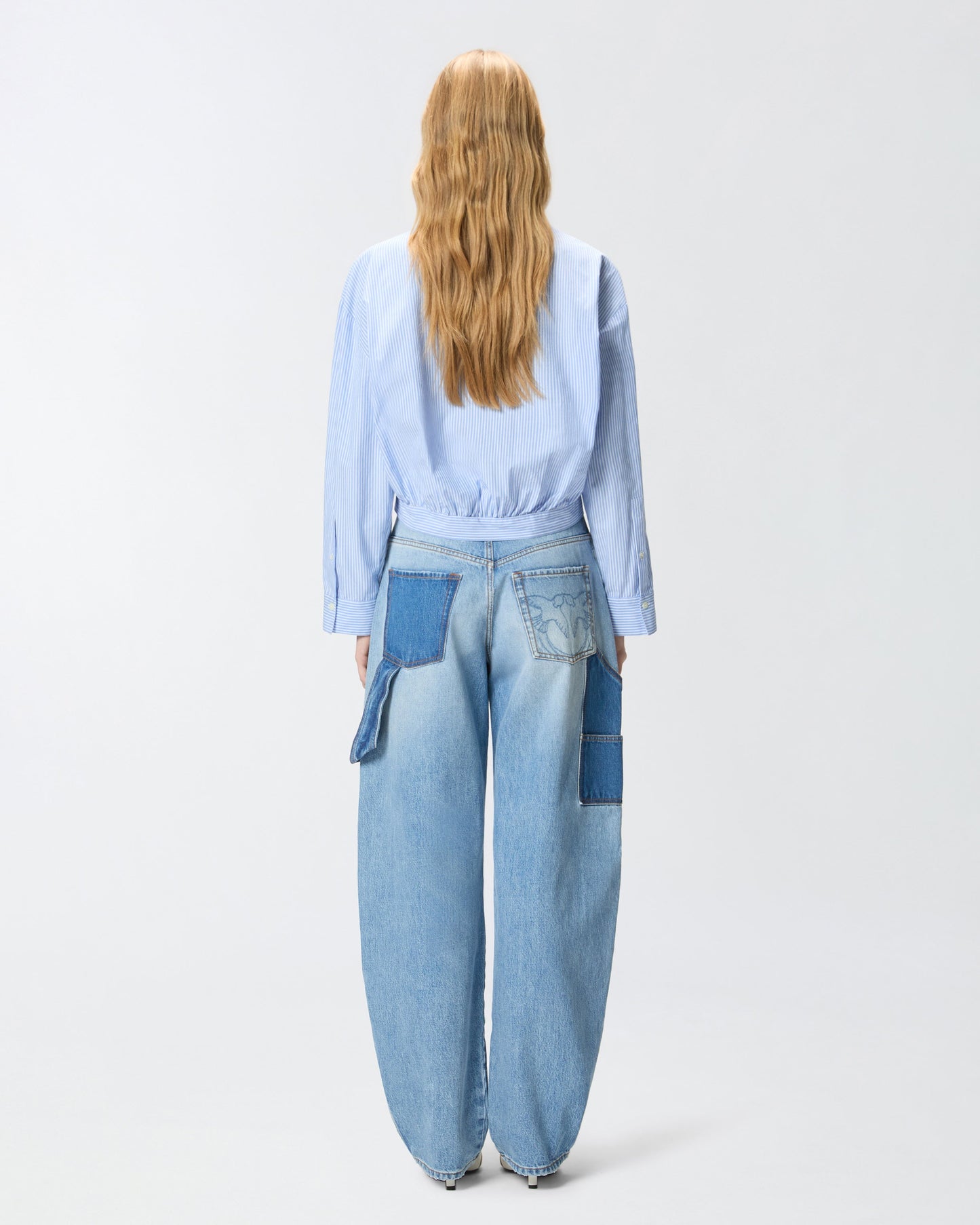Two-tone balloon-fit jeans