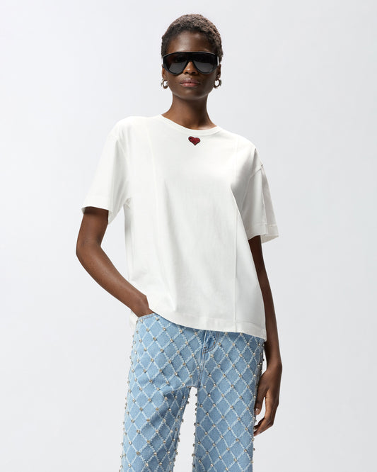 T-shirt with heart embroidery