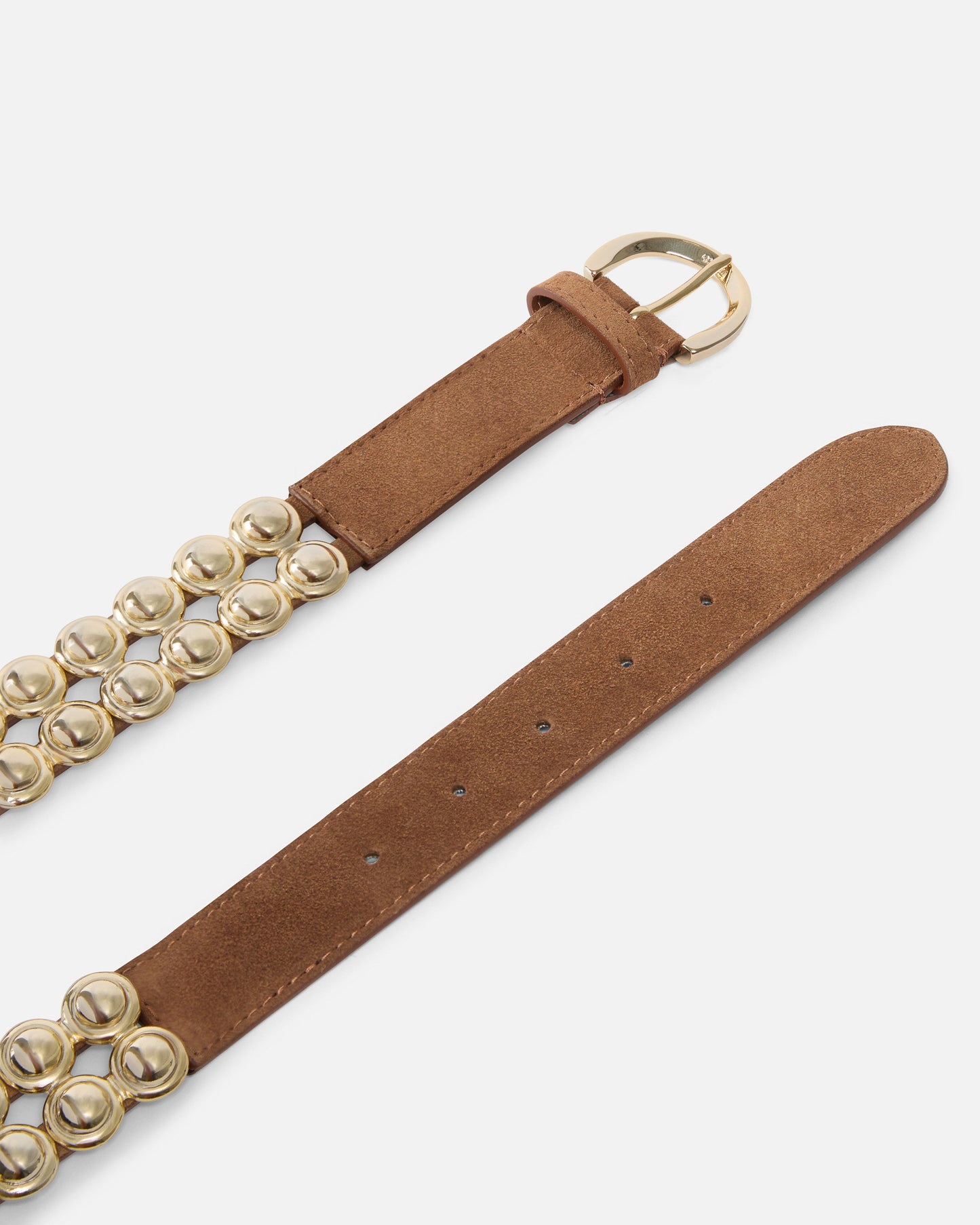 Leather belt with metal embellishments, 3 cm