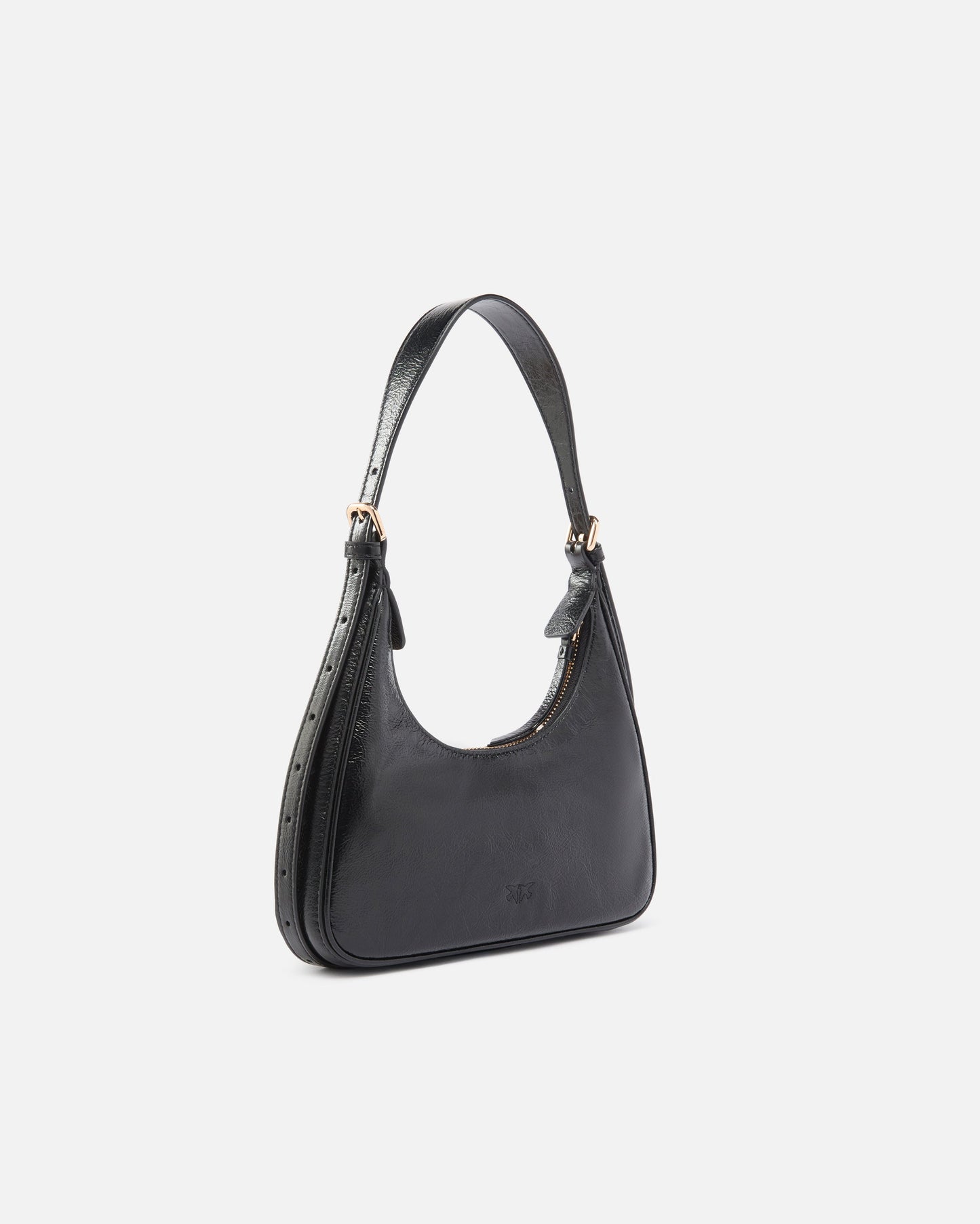 Miss logo Mini hobo shoulder bag in shiny leather