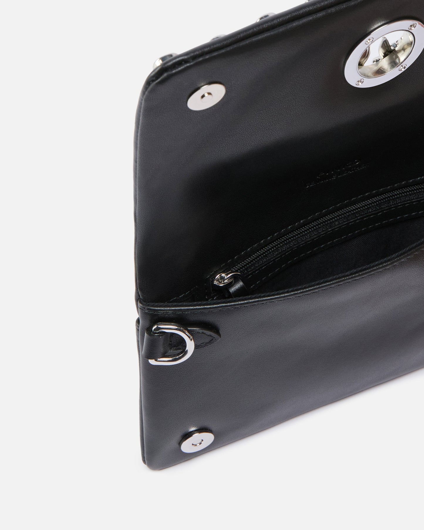 Love Bag Click Soft Horizontal Mini crossbody clutch in leather with studs
