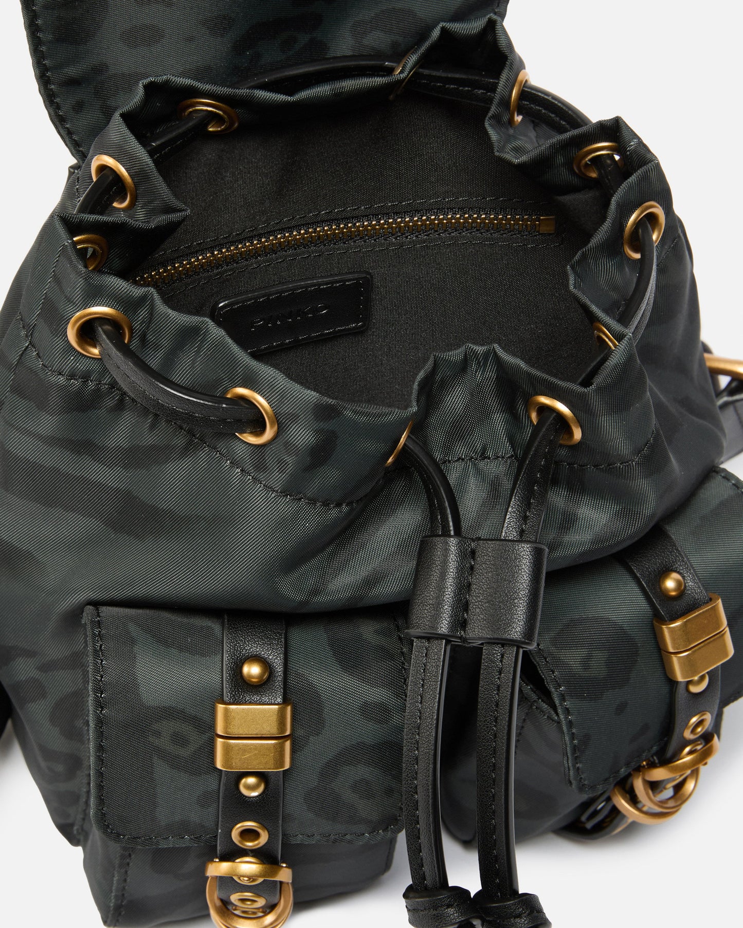 Small nylon backpack with animal print