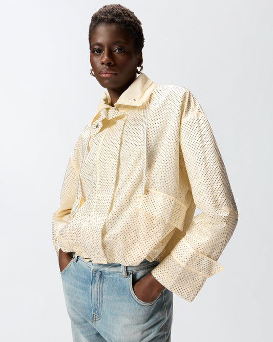 Blouson jacket with all-over micro studs