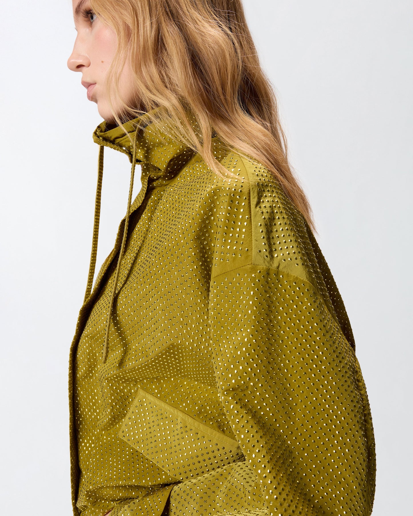 Blouson jacket with all-over micro studs