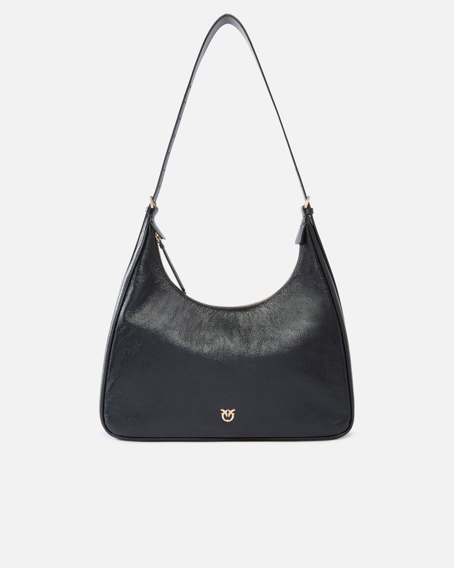 Miss logo medium hobo shoulder bag in shiny leather