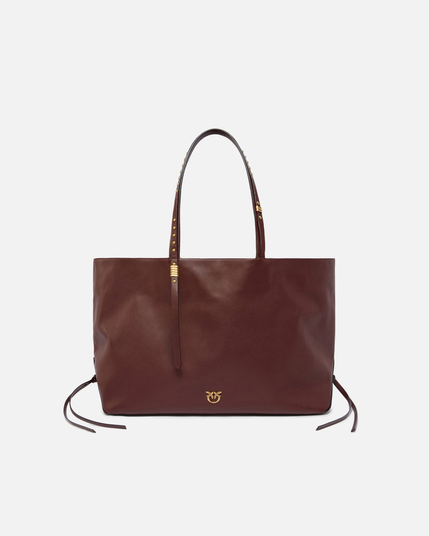 Medium leather shopper bag with metal details