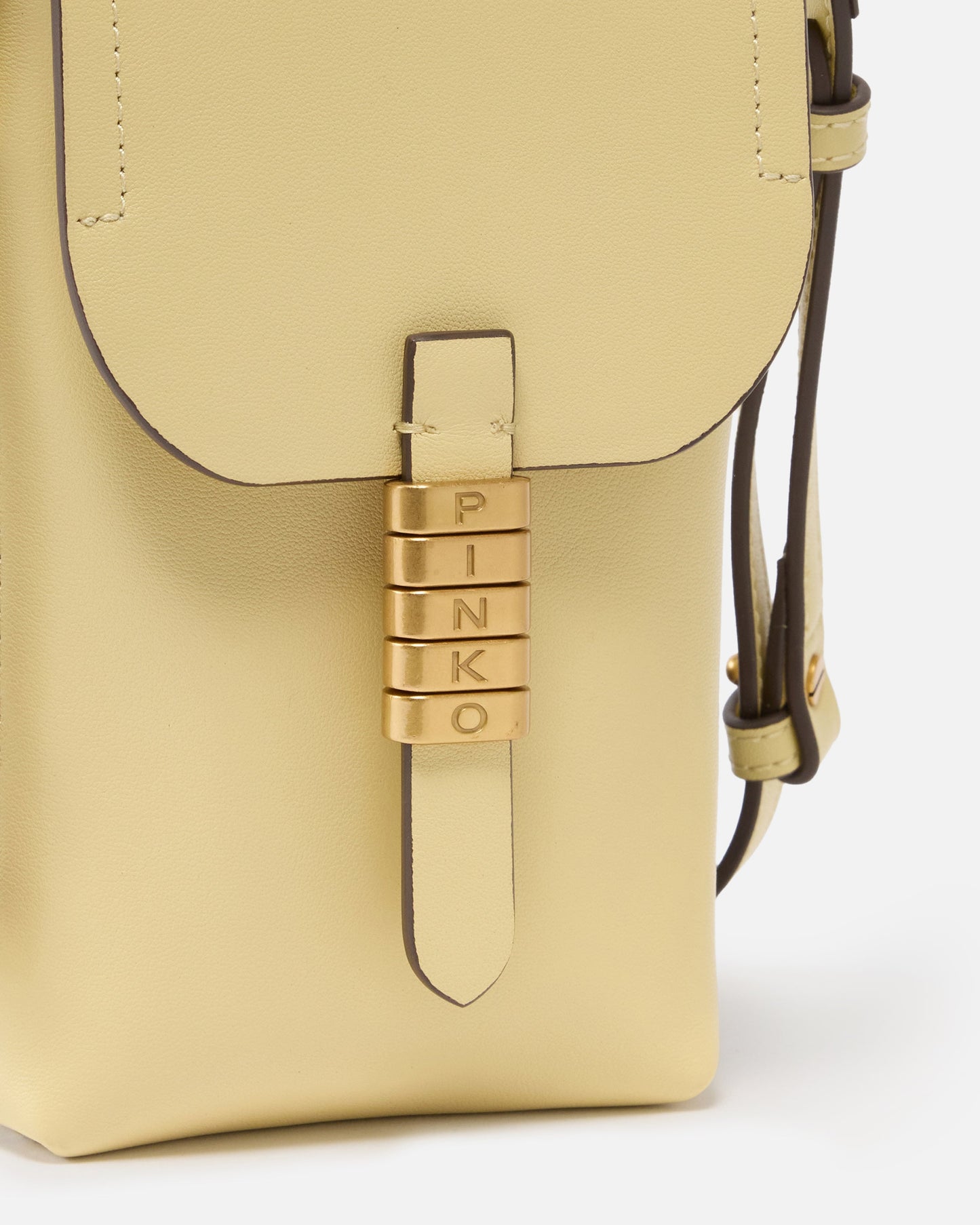 Leather smartphone case with shoulder strap and logo
