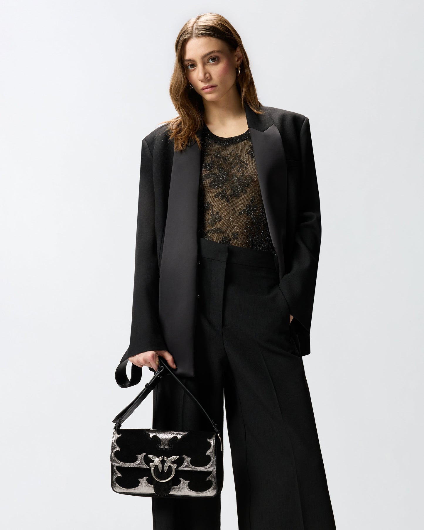 Love Bag One Slouchy medium shoulder bag in suede with inlays