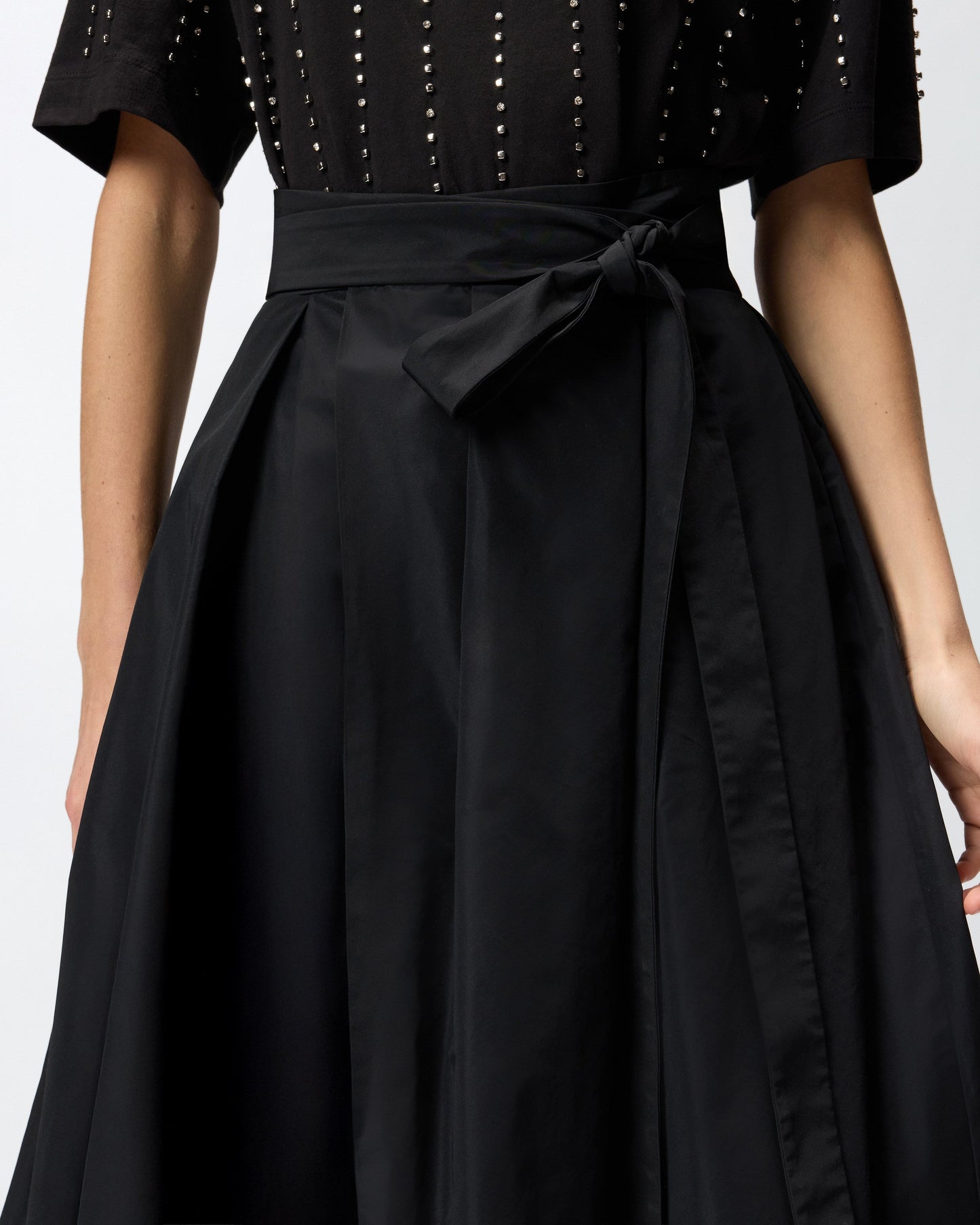 Long wrap skirt with bow