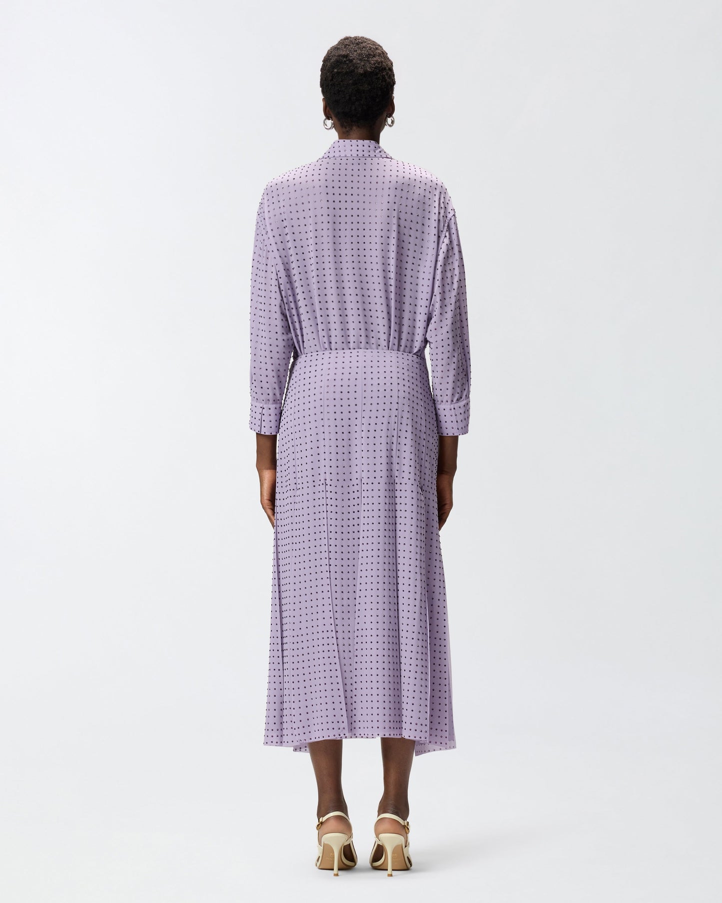 Midi skirt with fringes and rhinestones