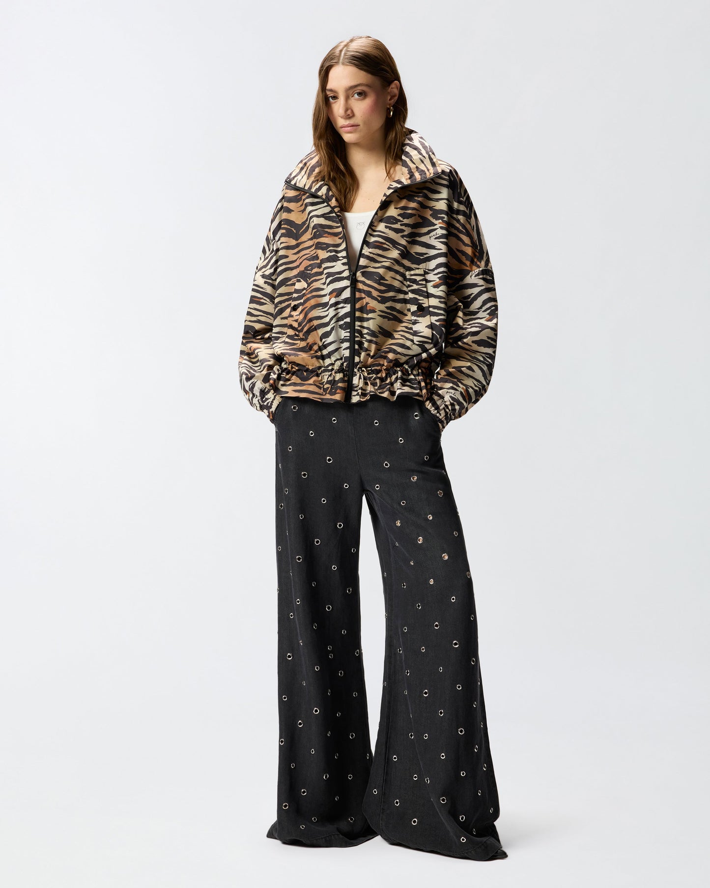 Zipped jacket with tiger print