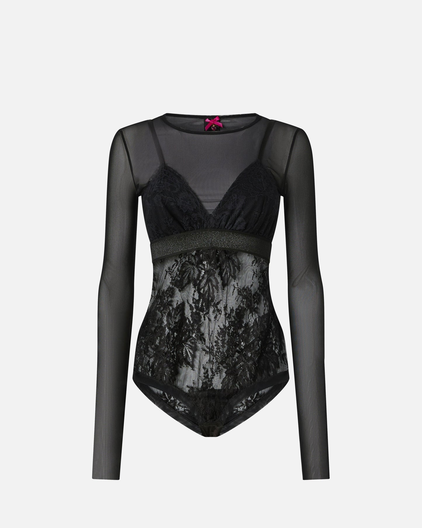 Tulle and lace knit bodysuit
