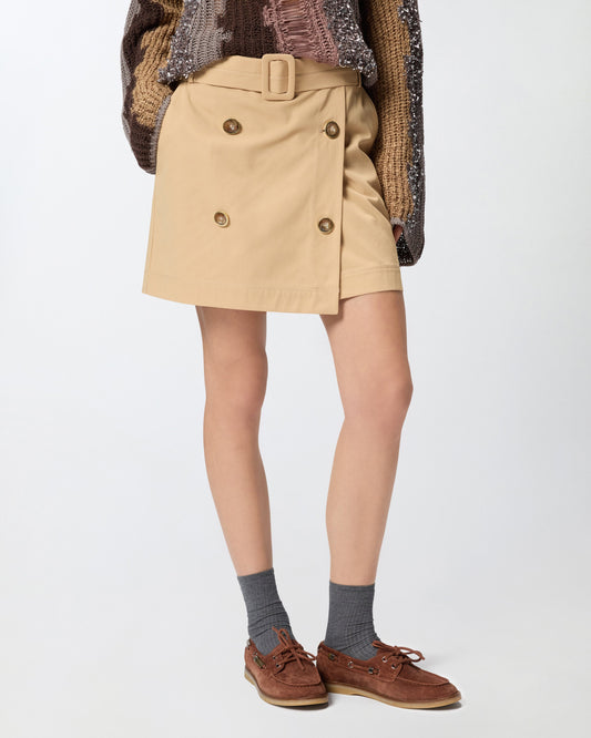 Buttoned mini skirt with belt