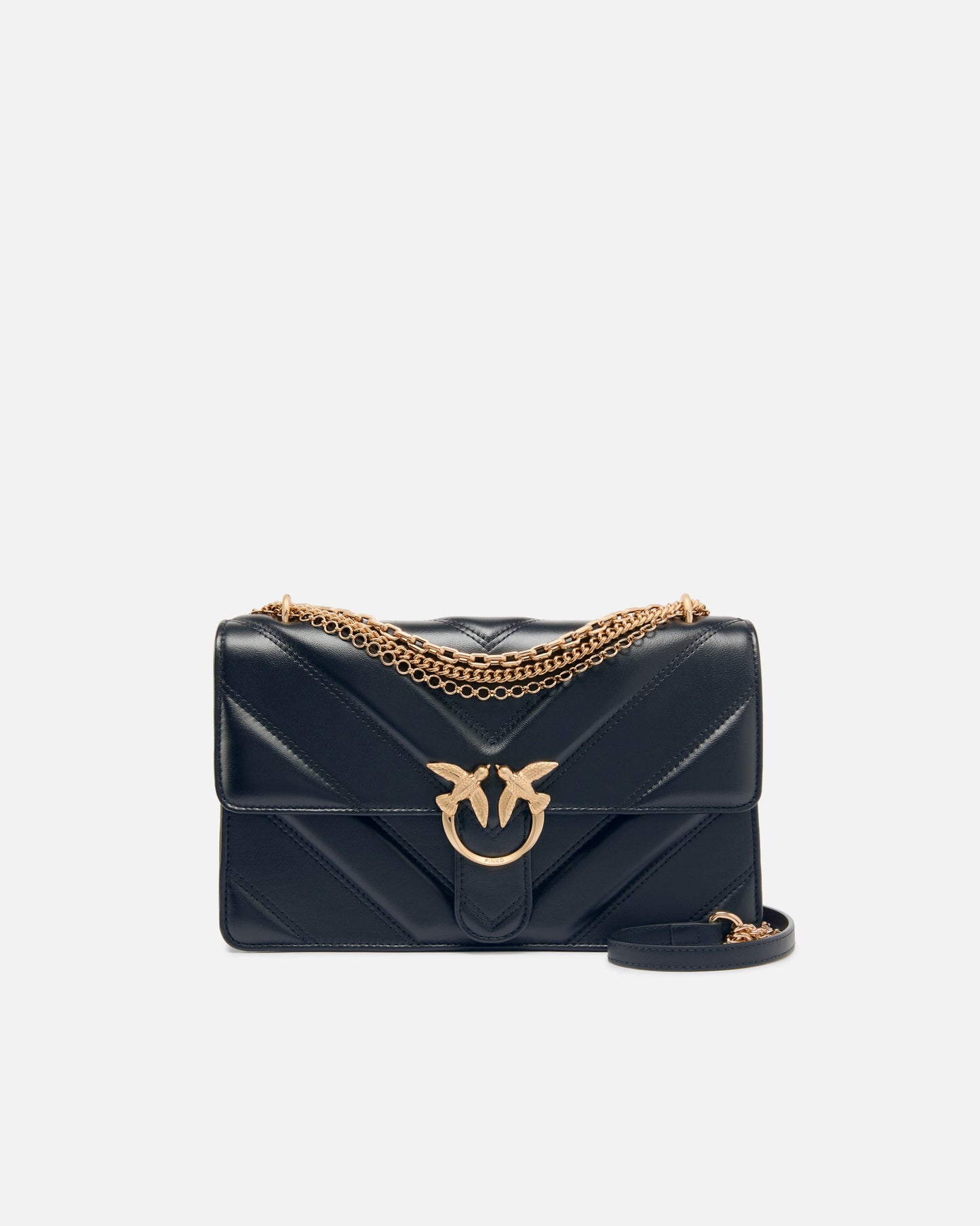 Love Bag One medium shoulder bag in chevron leather and nappa with triple chain