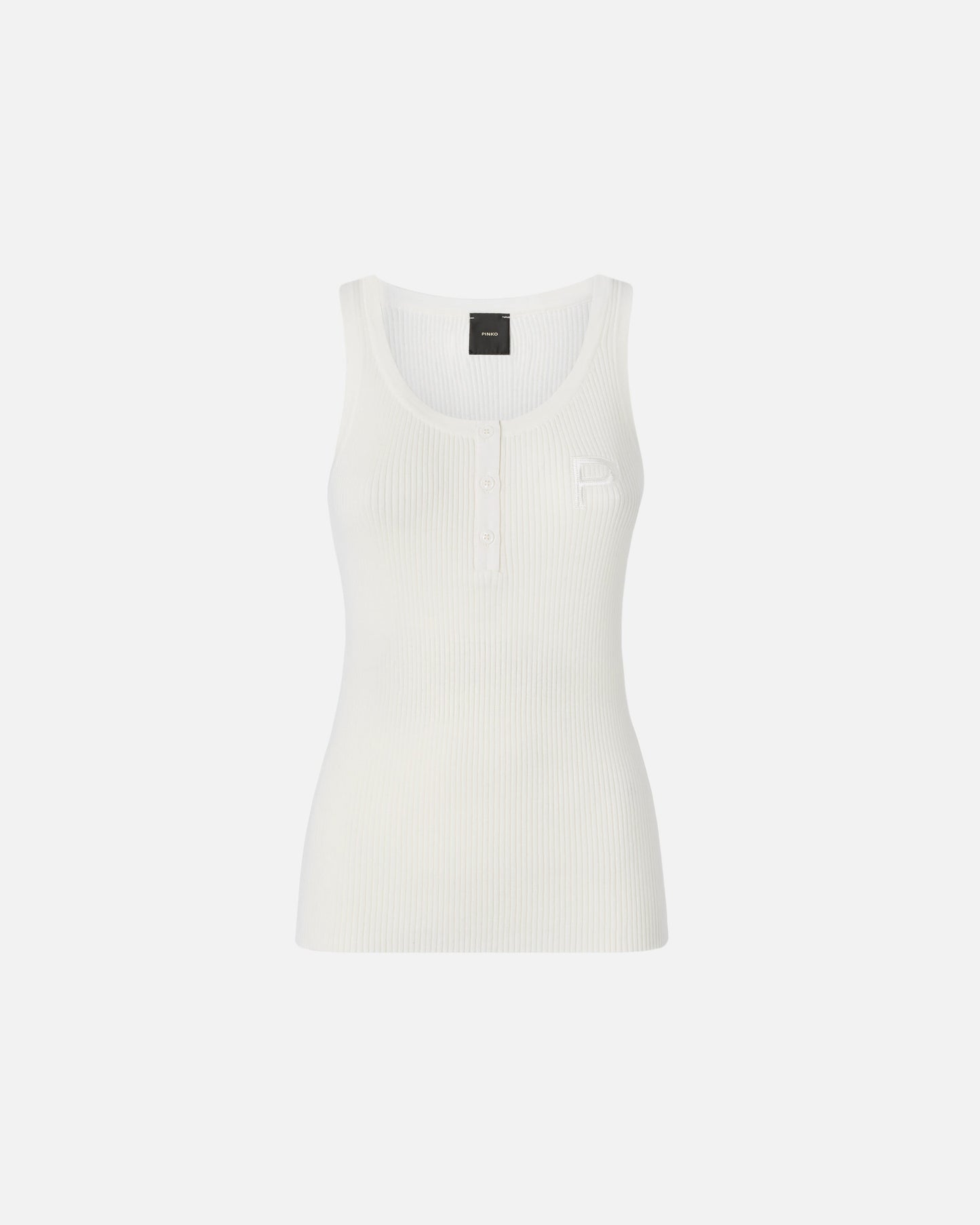 Ribbed sleeveless top with monogram