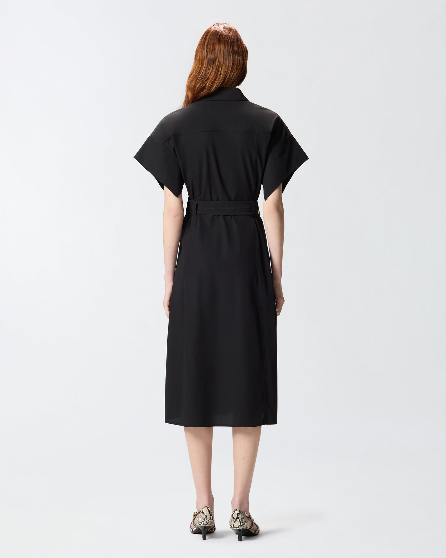 Midi shirt dress with belt