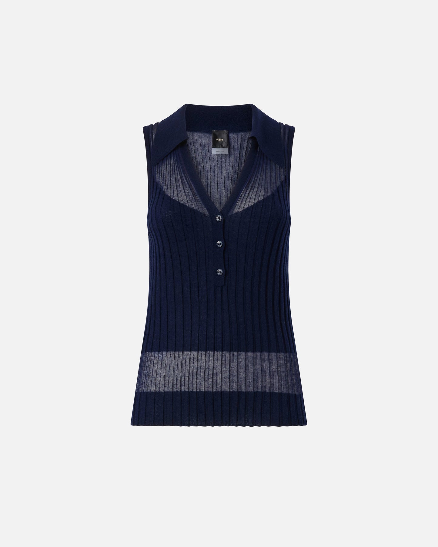 Ribbed polo vest top