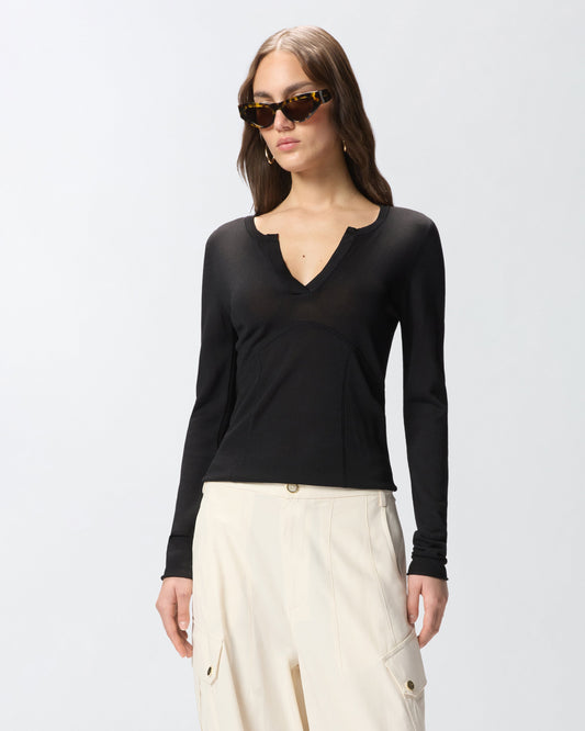 Sweater with open V-neck