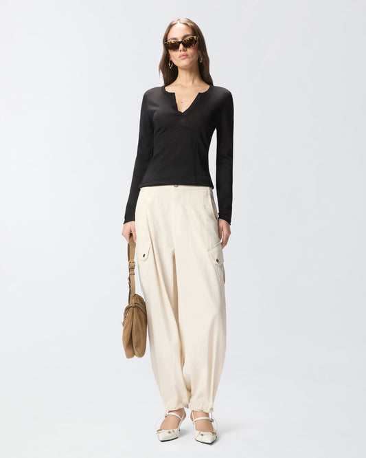 Sweater with open V-neck
