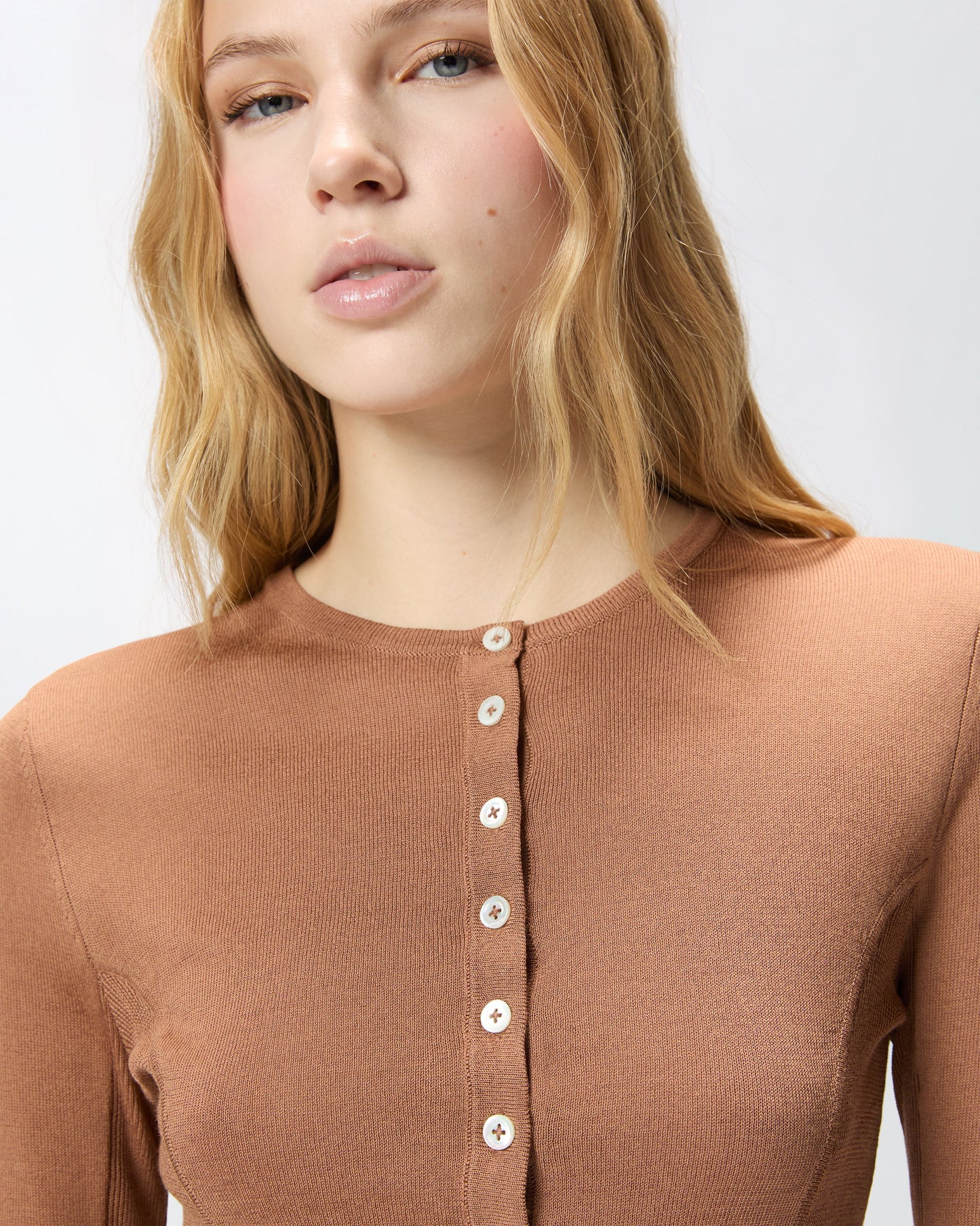 Cardigan with mother-of-pearl buttons