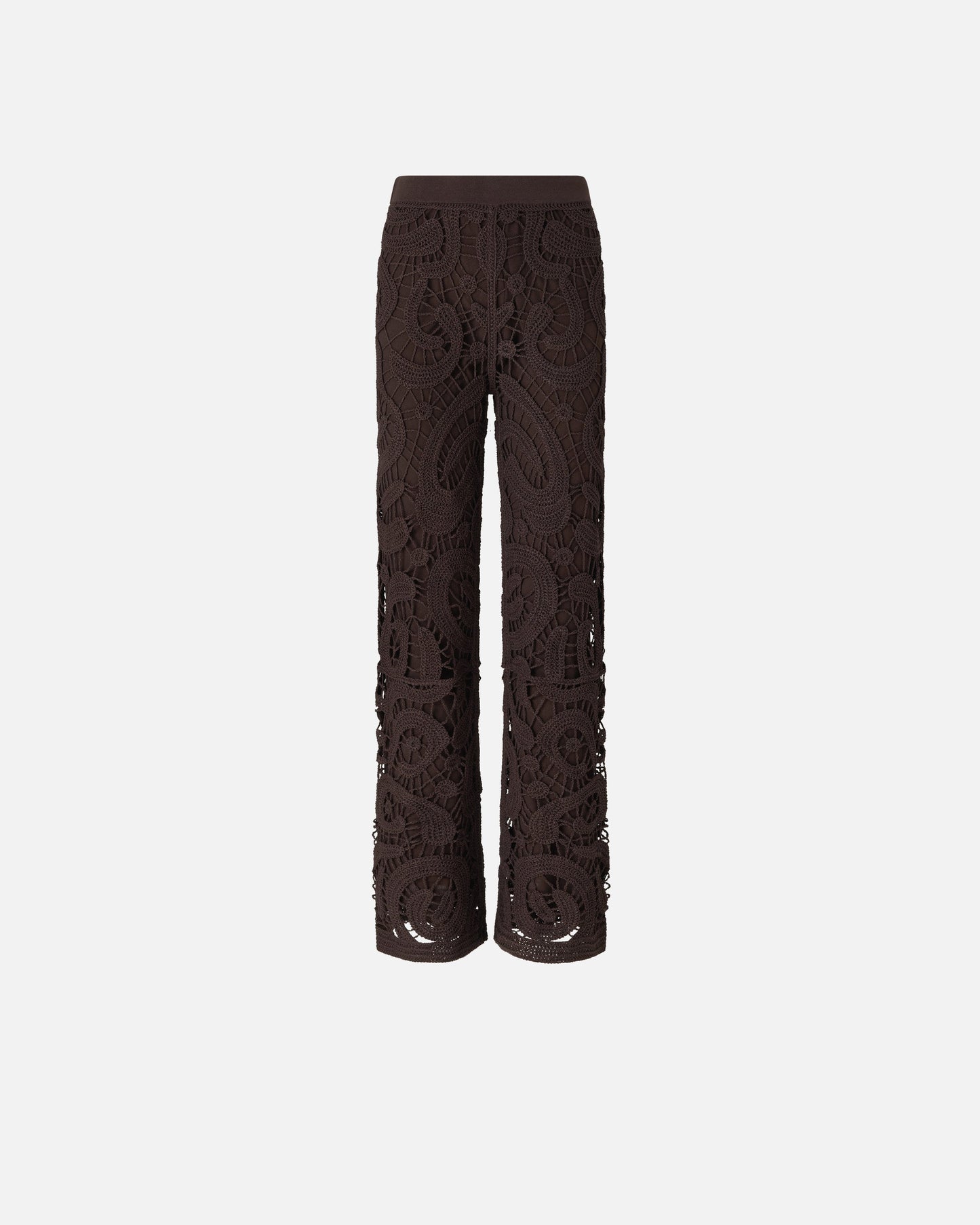 Geometric crocheted trousers