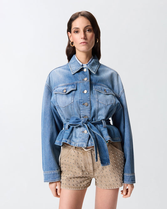 Denim jacket with belt
