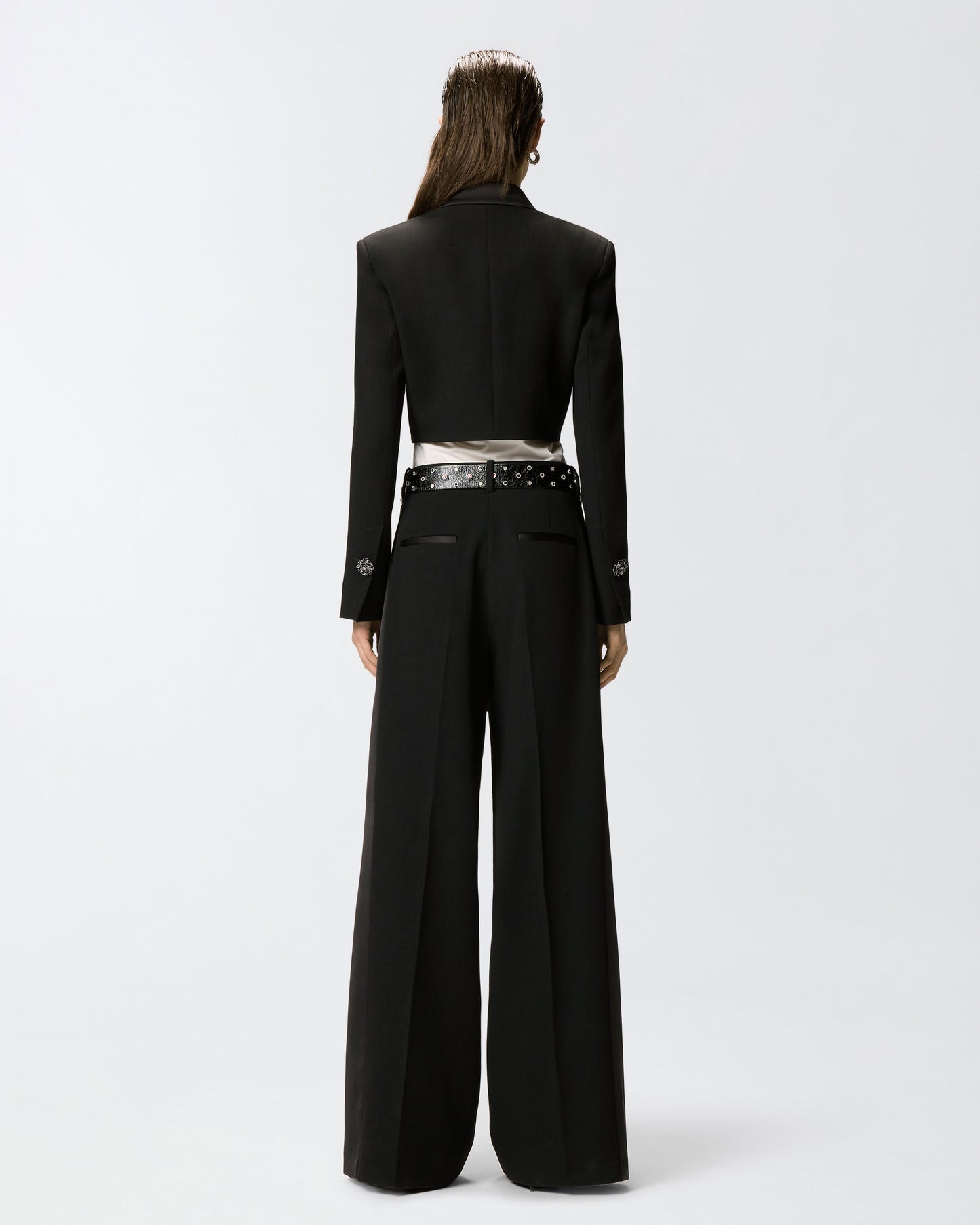 Cropped jacket with satin details