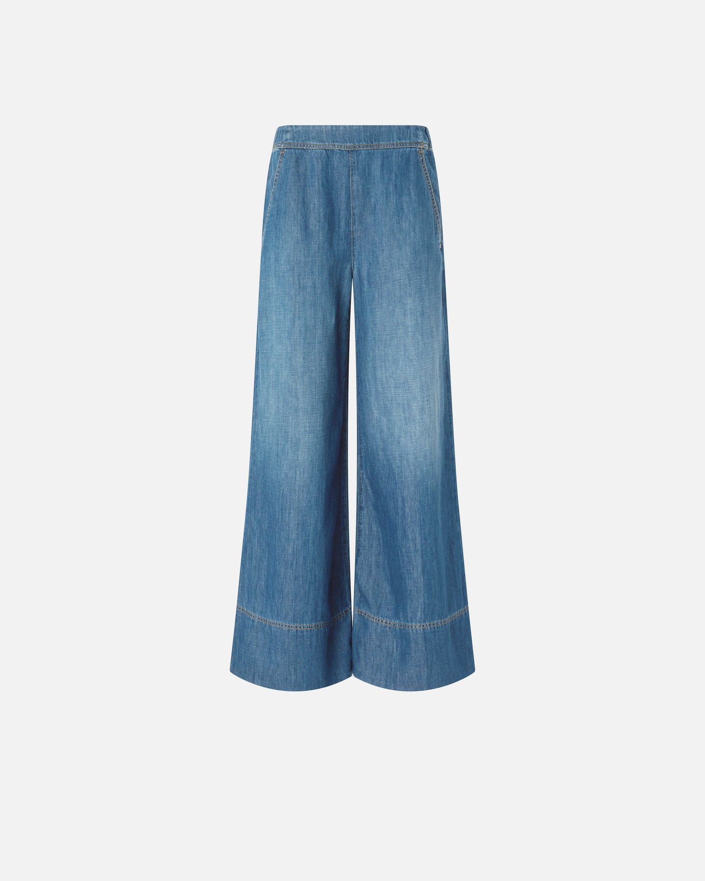 Wide-leg jeans in linen-blend denim