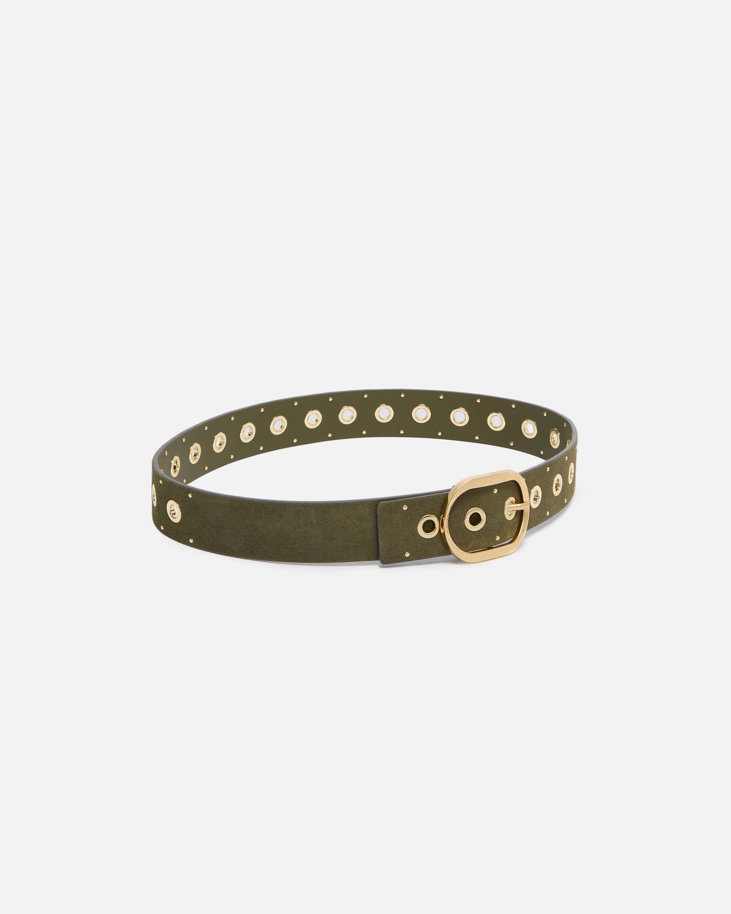 Leather belt with eyelets, 4cm