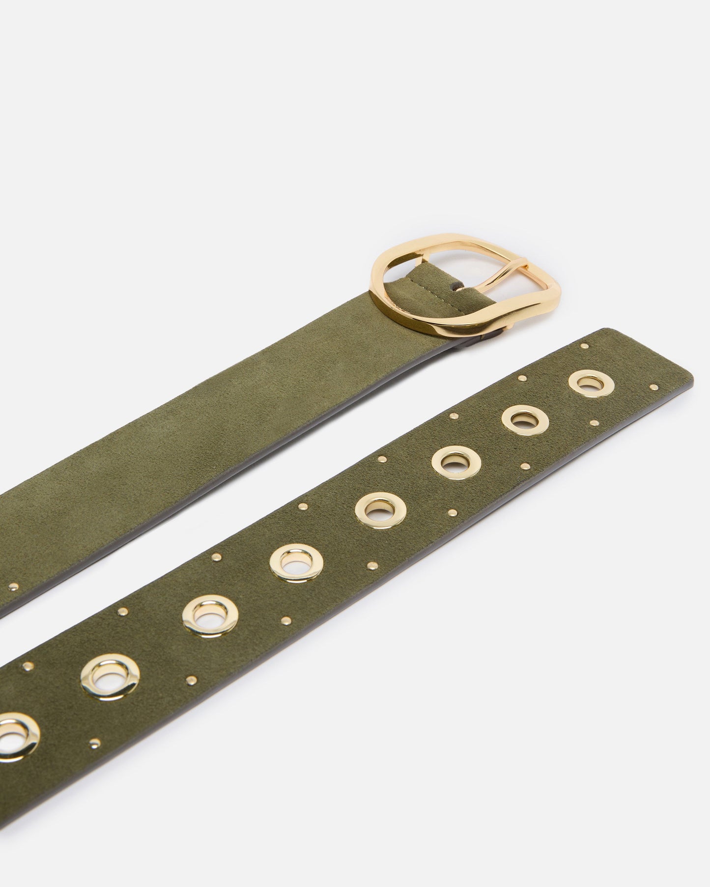 Leather belt with eyelets, 4cm