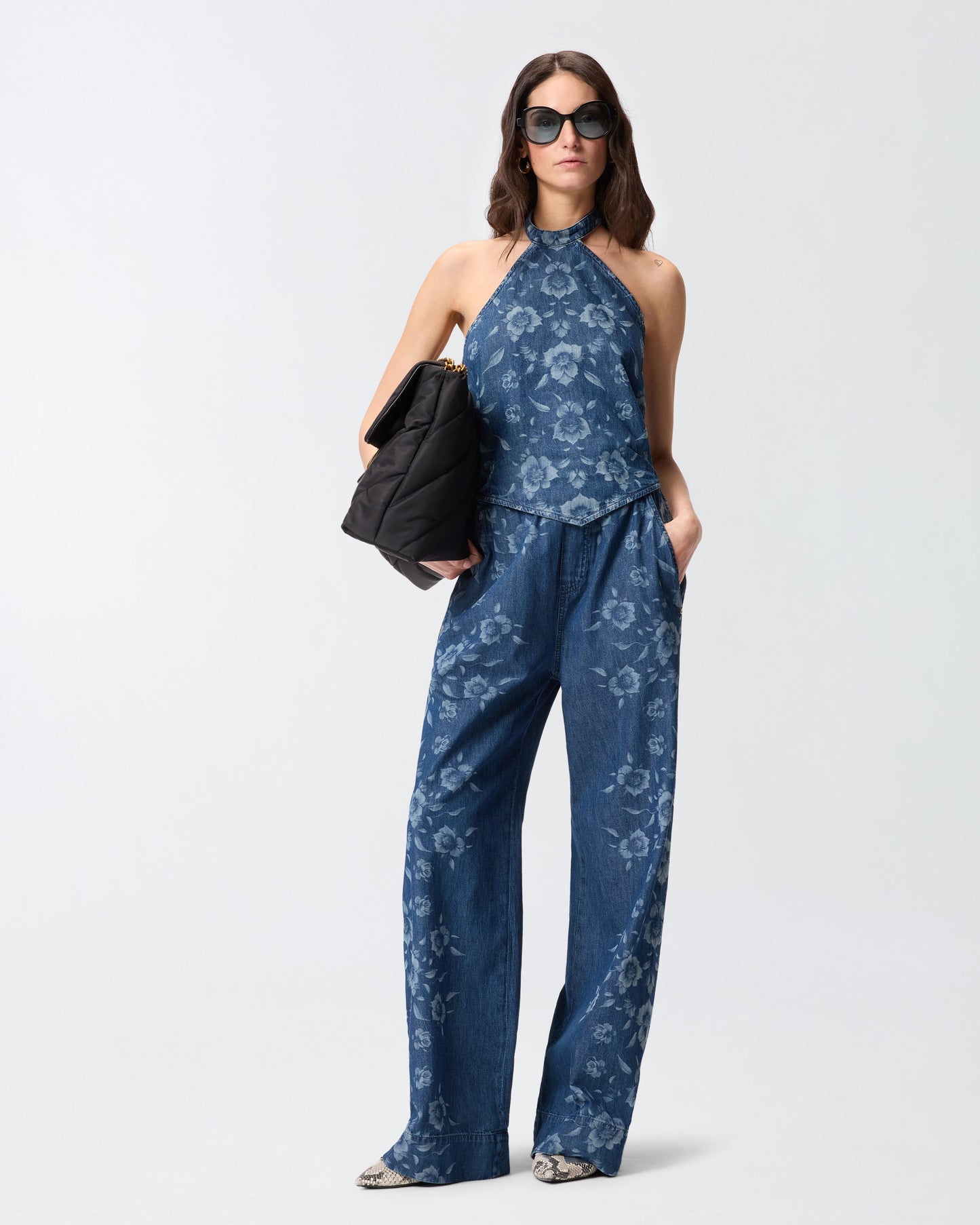 Floral denim top