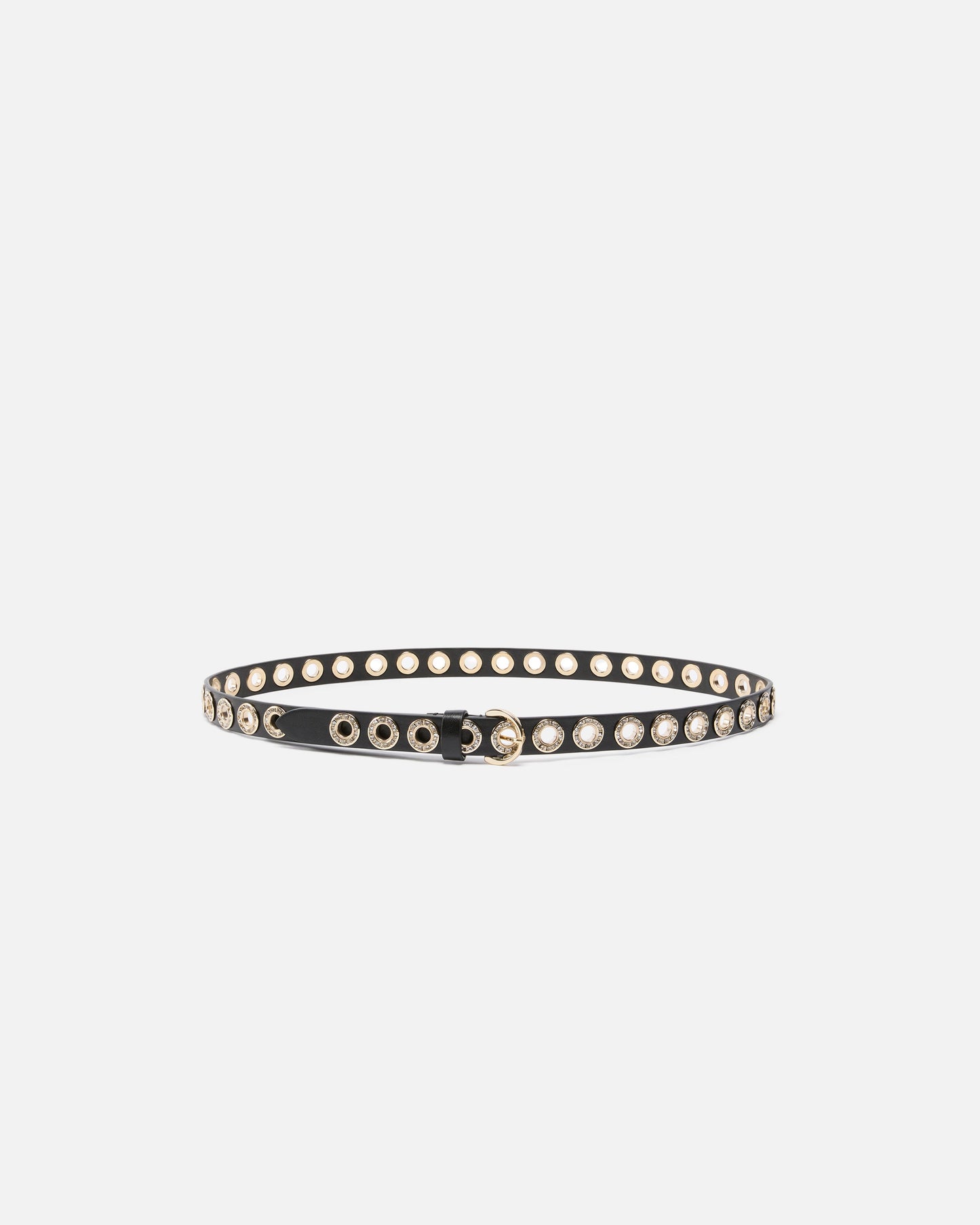 Leather belt with jewel eyelets, 2cm
