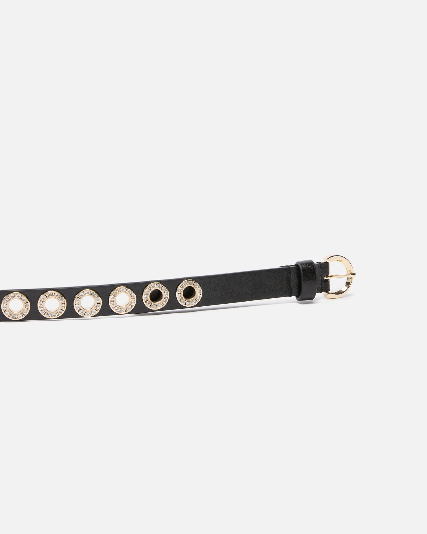 Leather belt with jewel eyelets, 2cm