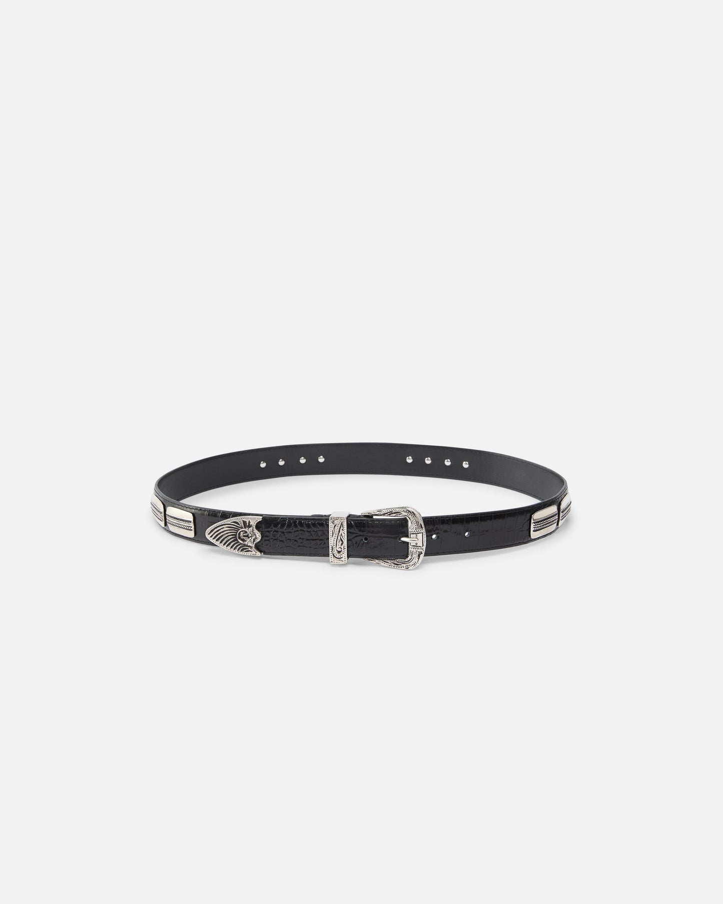 Texan belt in crocodile-print leather, 3 cm