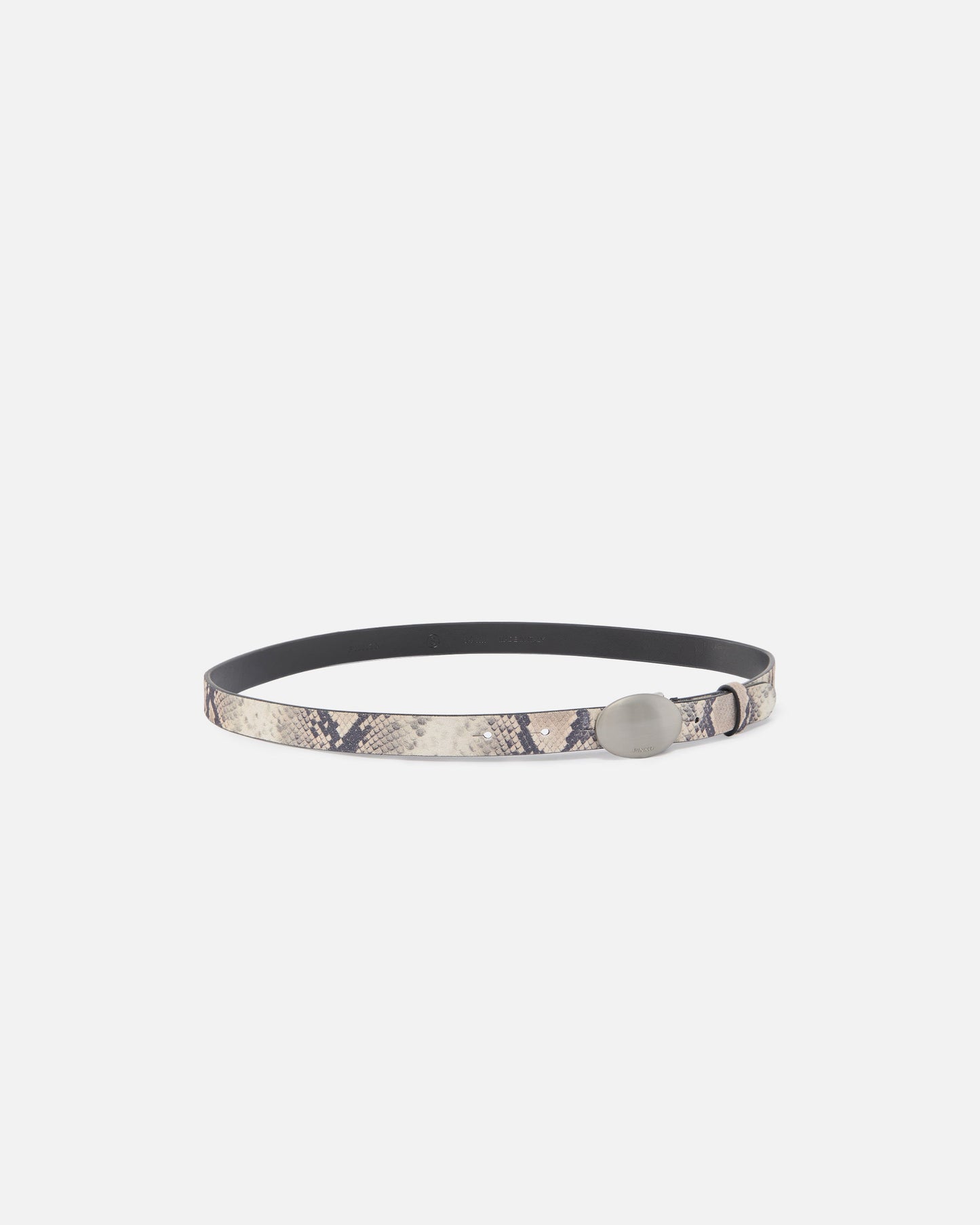 Python-print belt with oval buckle, 2 cm