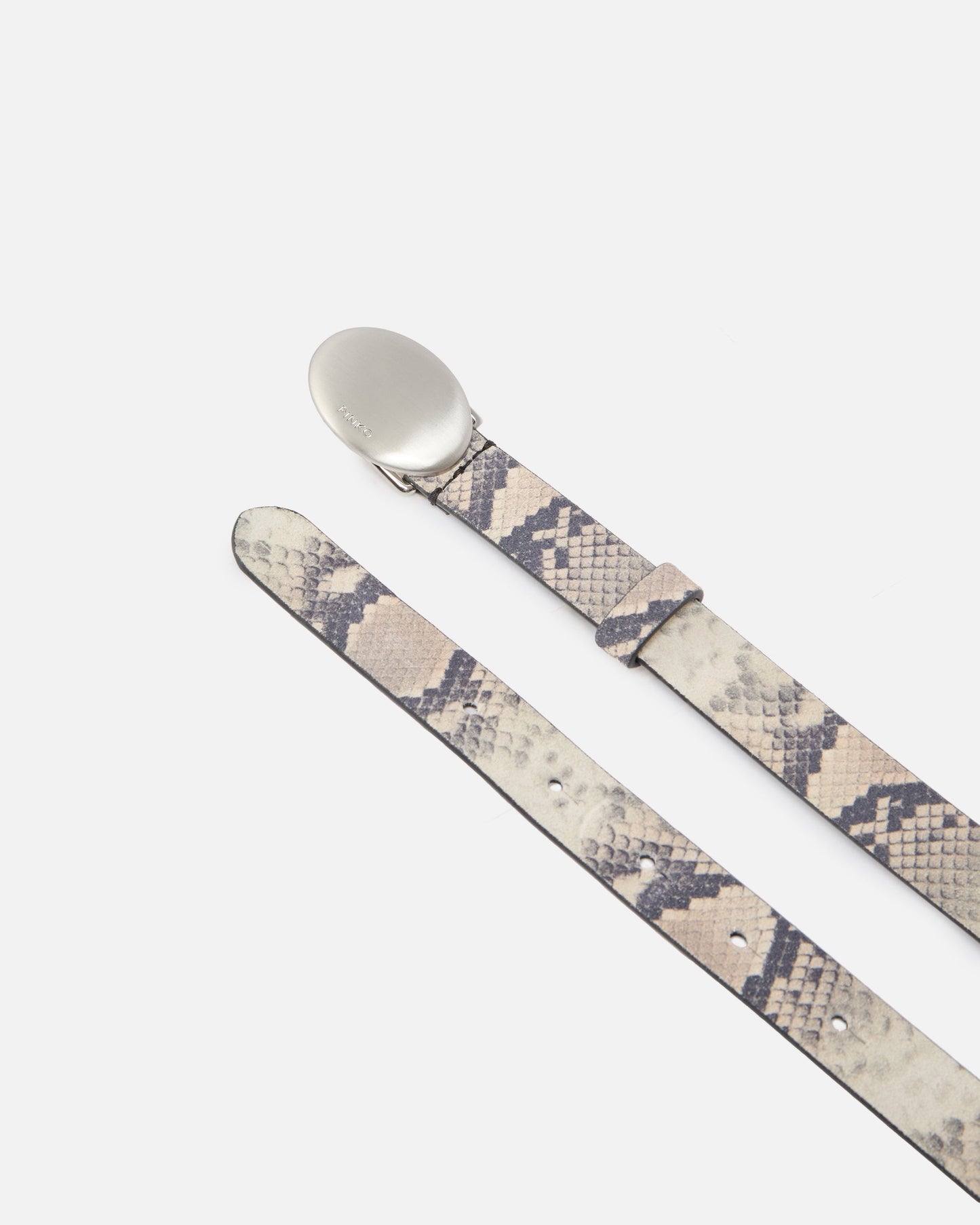 Python-print belt with oval buckle, 2 cm