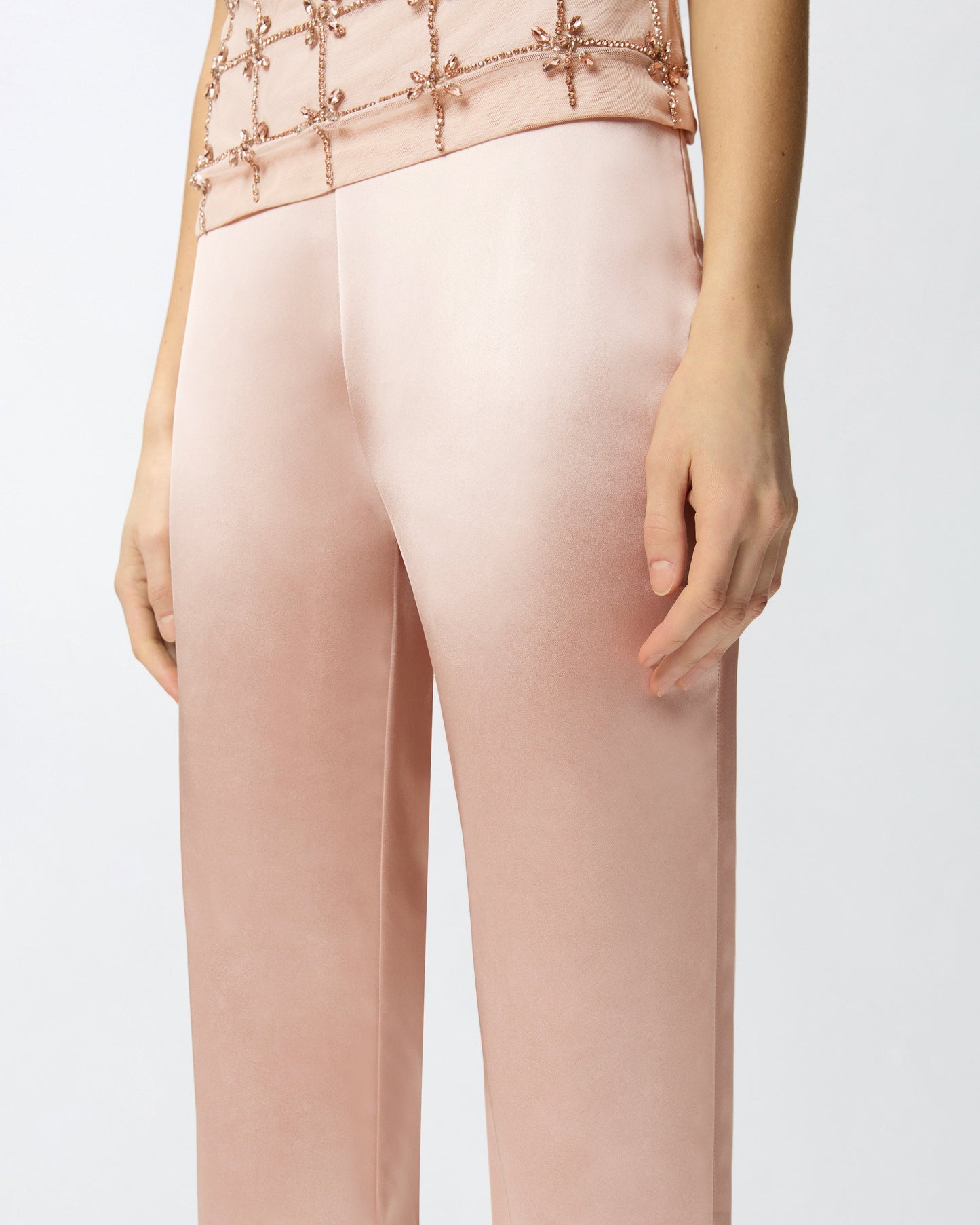 Flared trousers in satin