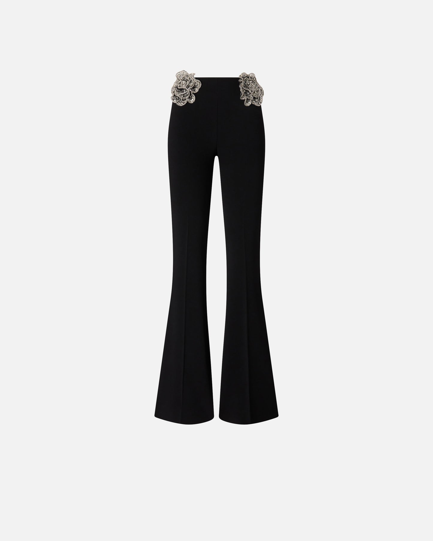 Trousers with embroidered jewel roses